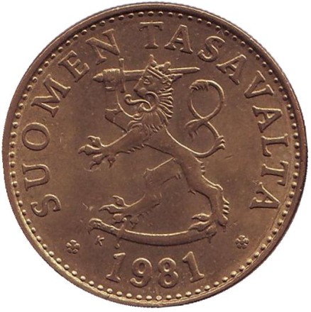 Монета 50 пенни. 1981 год, Финляндия. Монета 50 пенни. 1981 год, Финляндия.