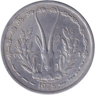 Монета 1 франк. 1975 год, Западные Африканские штаты.