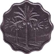 Монета 5 филсов. 1974 год, Ирак. Пальмы. Монета 5 филсов. 1974 год, Ирак. Пальмы.