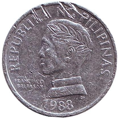 Монета 10 сентимо. 1988 год, Филиппины.