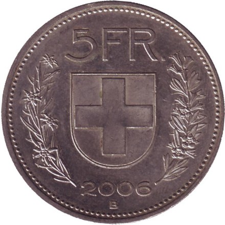 Монета 5 франков. 2006 год, Швейцария. Вильгельм Телль. Монета 5 франков. 2006 год, Швейцария. Вильгельм Телль.