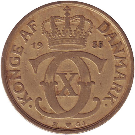 Монета 1 крона. 1935 год, Дания.
