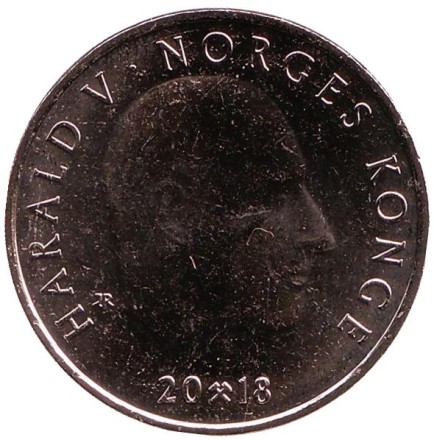 Монета 20 крон. 2018 год, Норвегия. 150 лет норвежской треккинговой ассоциации. Монета 20 крон. 2018 год, Норвегия. 150 лет норвежской треккинговой ассоциации.