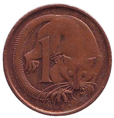 Монета 1 цент, 1988 год, Австралия. Карликовый летучий кускус.