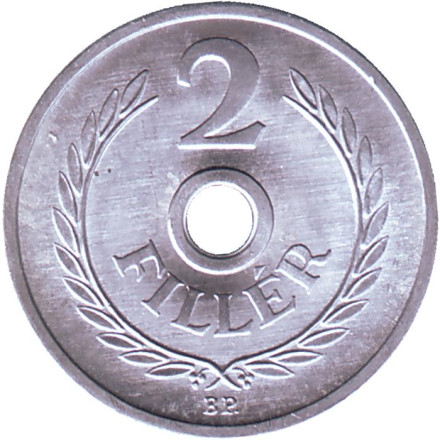 Монета 2 филлера. 1978 год, Венгрия. BU.