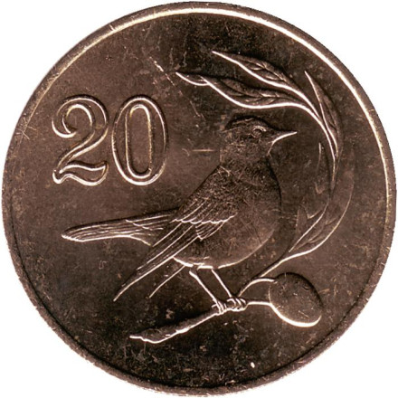 Монета 20 центов. 1988 год, Кипр. Птица.