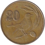 Монета 20 центов. 1988 год, Кипр. Птица. Монета 20 центов. 1988 год, Кипр. Птица.