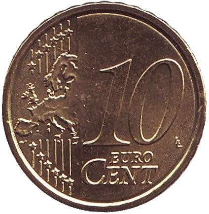 Монета 10 центов, 2014 год, Италия.