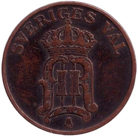 Монета 2 эре. 1906 год, Швеция. Монета 2 эре. 1906 год, Швеция.