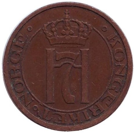 Монета 2 эре. 1935 год, Норвегия. Монета 2 эре. 1935 год, Норвегия.