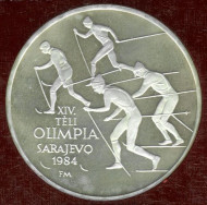 Монета 500 форинтов. 1984 год, Венгрия. Лыжи. XIV Зимние Олимпийские игры в Сараево. Монета 500 форинтов. 1984 год, Венгрия. Лыжи. XIV Зимние Олимпийские игры в Сараево.
