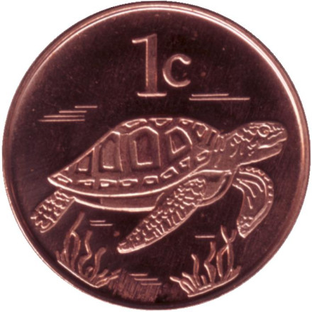 Монета 1 цент. 2017 год, Токелау. Черепаха.