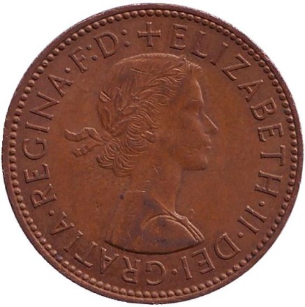 Монета 1/2 пенни. 1966 год, Великобритания. "Золотая лань".