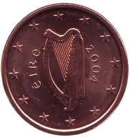 Монета 1 цент. 2004 год, Ирландия.
