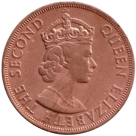 Монета 2 цента. 1955 год, Восточно-Карибские государства. Монета 2 цента. 1955 год, Восточно-Карибские государства.