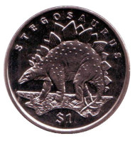Монета 1 доллар. 2006 год, Сьерра-Леоне. Стегозавр.