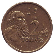 Монета 2 доллара. 2003 год, Австралия. Старейшина аборигенов. Монета 2 доллара. 2003 год, Австралия. Старейшина аборигенов.