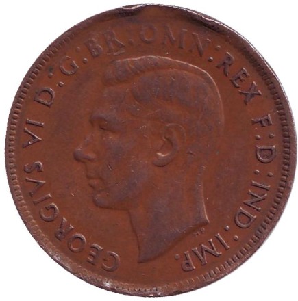 Монета 1 пенни. 1942 год, Австралия. (Точка после "PENNY") Кенгуру. Монета 1 пенни. 1942 год, Австралия. (Точка после "PENNY") Кенгуру.