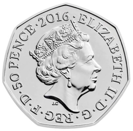 Монета 50 пенсов. 2016 год, Великобритания. 150 лет со дня рождения Беатрис Поттер. Миссис Тигги-Винкл. Ежиха. Монета 50 пенсов. 2016 год, Великобритания. 150 лет со дня рождения Беатрис Поттер. Миссис Тигги-Винкл. Ежиха.