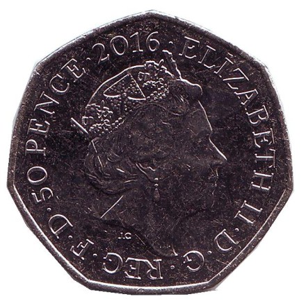 Монета 50 пенсов. 2016 год, Великобритания. 150 лет со дня рождения Беатрис Поттер. Миссис Тигги-Винкл. Ежиха. Монета 50 пенсов. 2016 год, Великобритания. 150 лет со дня рождения Беатрис Поттер. Миссис Тигги-Винкл. Ежиха.