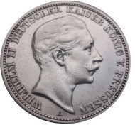 Монета 3 марки. 1910 год, Германская империя. Пруссия. Монета 3 марки. 1910 год, Германская империя. Пруссия.