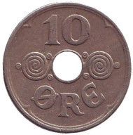 Монета 10 эре. 1938 год, Дания. Монета 10 эре. 1938 год, Дания.