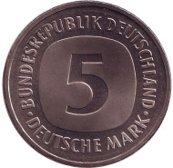 Монета 5 марок. 1978 год (G), ФРГ. Монета 5 марок. 1978 год (G), ФРГ.