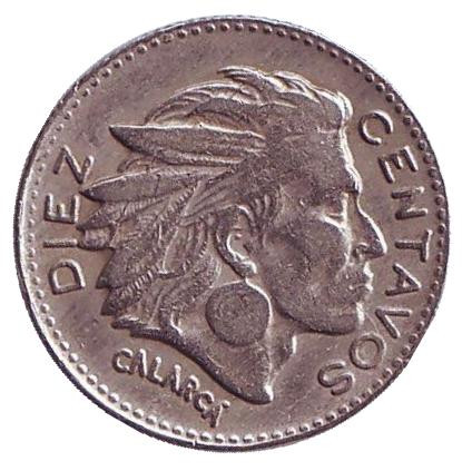 Монета 10 сентаво. 1966 год, Колумбия. Вождь Каларка.