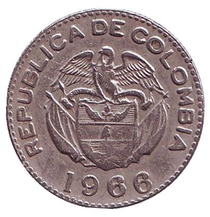 Монета 10 сентаво. 1966 год, Колумбия. Вождь Каларка. Монета 10 сентаво. 1966 год, Колумбия. Вождь Каларка.