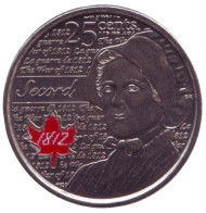 Монета 25 центов. 2013 год, Канада. (цветная) Лора Секорд. Монета 25 центов. 2013 год, Канада. (цветная) Лора Секорд.