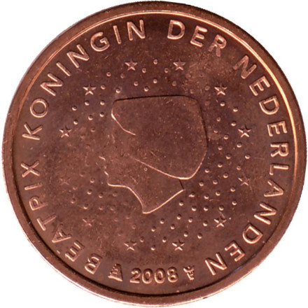Монета 2 цента. 2008 год, Нидерланды.