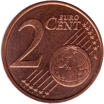 Монета 2 цента. 2008 год, Нидерланды. Монета 2 цента. 2008 год, Нидерланды.