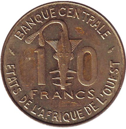 Монета 10 франков. 1978 год, Западные Африканские Штаты. Газель.