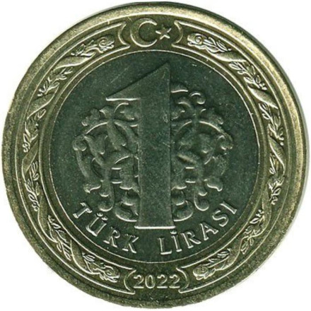 Монета 1 лира. 2022 год, Турция. 100 лет Великому наступлению.