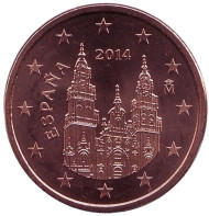 Монета 5 центов. 2014 год, Испания. Монета 5 центов. 2014 год, Испания.