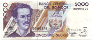 Банкнота 5000 сукре. 1999 год, Эквадор.