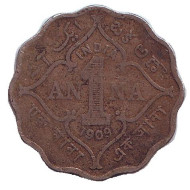 Монета 1 анна. 1909 год, Индия Британская.