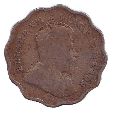 Монета 1 анна. 1909 год, Индия Британская.