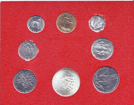 Годовой набор монет Ватикана. (8 штук), 1974 год. Годовой набор монет Ватикана. (8 штук), 1974 год.