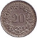 Монета 20 раппенов. 1963 год, Швейцария.