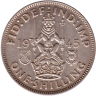 Монета 1 шиллинг. 1945 год, Великобритания. (Герб Шотландии).