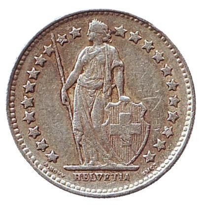 Монета 1/2 франка. 1946 год, Швейцария.