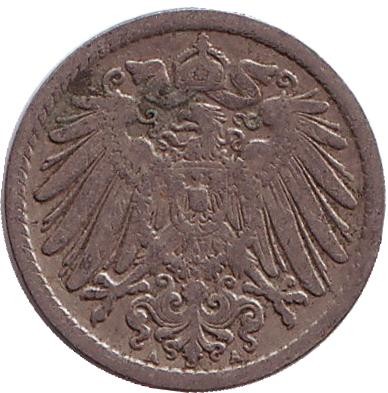 Монета 5 пфеннигов. 1897 год (A), Германская империя.