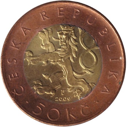 Монета 50 крон. 2009 год, Чехия. Прага.