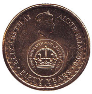 Монета 2 доллара. 2016 год, Австралия. 50 лет с момента перехода на десятичную систему национальной валюты. Старейшина аборигенов.