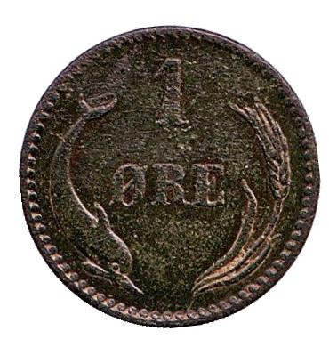 Монета 1 эре. 1883 год, Дания.