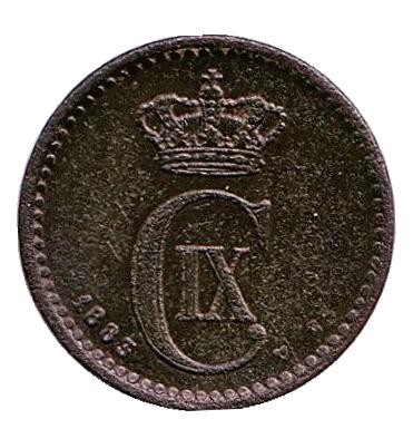 Монета 1 эре. 1883 год, Дания. Монета 1 эре. 1883 год, Дания.