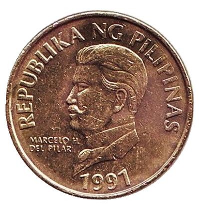 Монета 50 сентимо. 1991 год, Филиппины. Филиппинский орел.