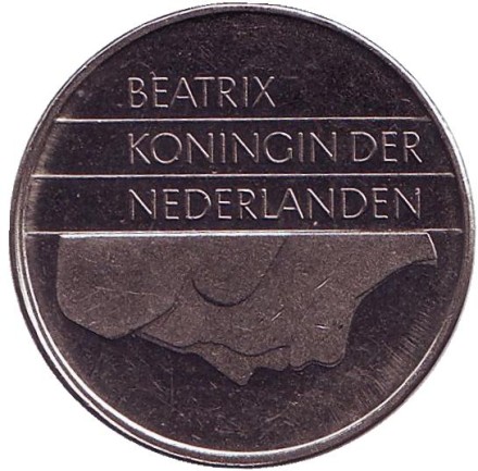 Монета 1 гульден. 1995 год, Нидерланды. Монета 1 гульден. 1995 год, Нидерланды.