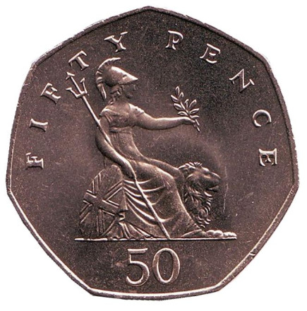 Монета 50 пенсов. 1983 год, Великобритания. BU.